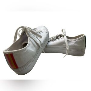 Boden Canvas Flatform Plimsolls with Rainbow Stripe